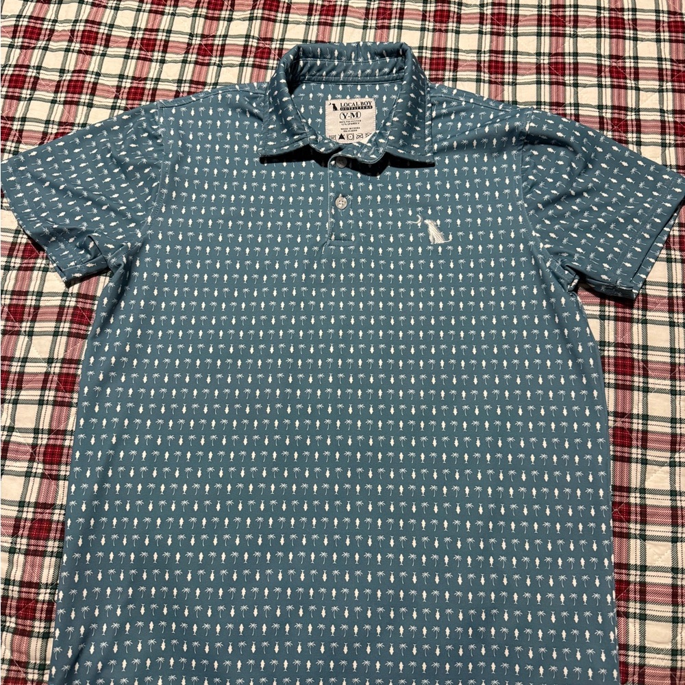 EUC Local Boy Blue Polo with White Design
